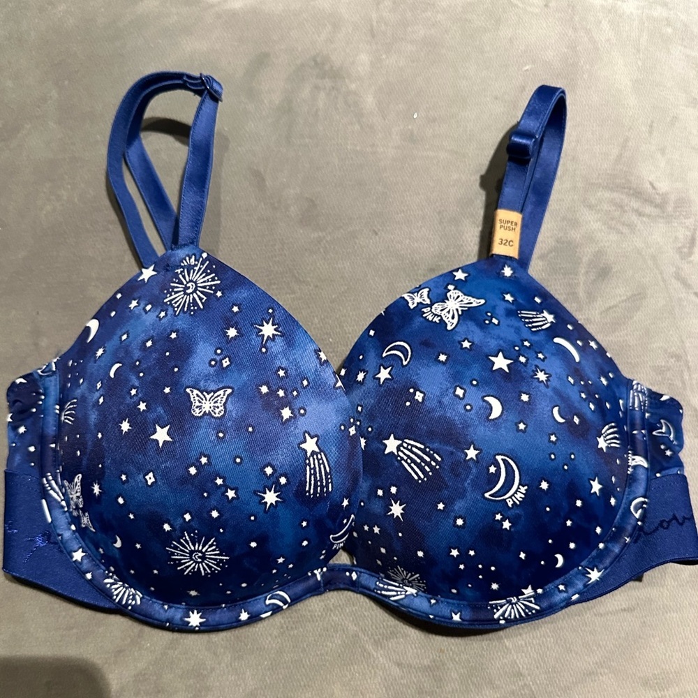 NEW Victoria’s Secret Pink Women's Blue Starry Night Bra Size 32C
